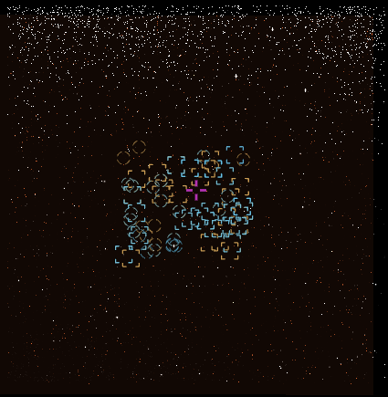 A tight crop of the ZTF field with the change overlay set to 'emphasized' — a faint speckle of amber and cyan pixels appears across the frame in addition to the bracket and ring detection markers.