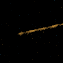 A single-panel cutout: a bright amber diagonal streak crossing a black square.